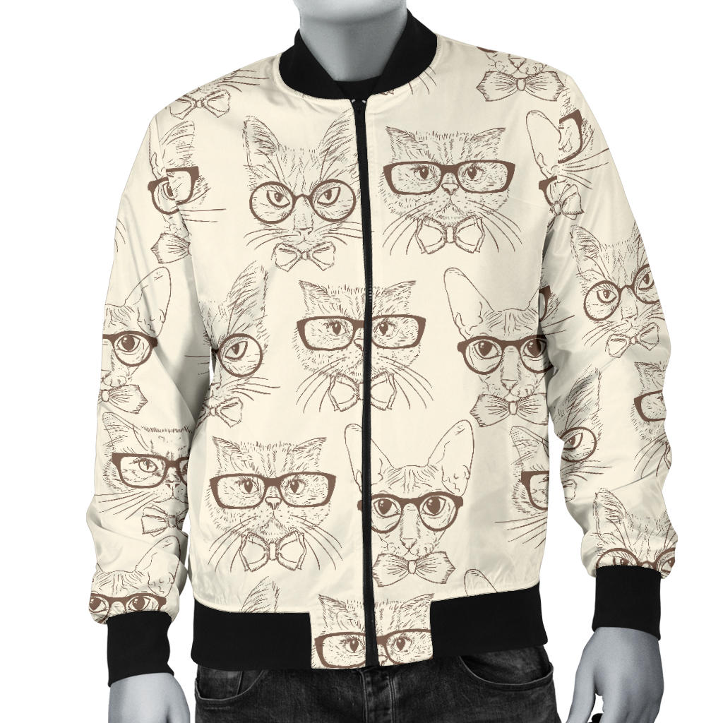 Cat Pattern Print Design 02 Men Bomber Jacket