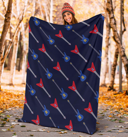 Electric Guitar Pattern Print Design 01 Premium Blanket
