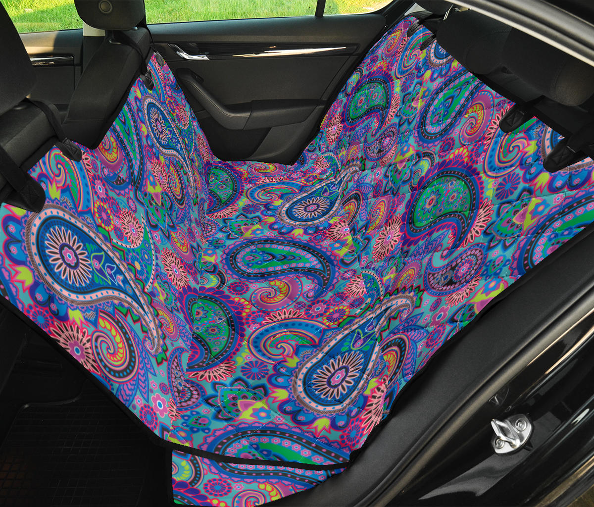 Paisley Colorful Pattern Print Design A02 Rear Dog Car Seat Cover Hammock
