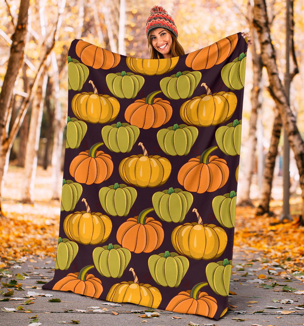 Pumpkin Pattern Print Design A01 Premium Blanket