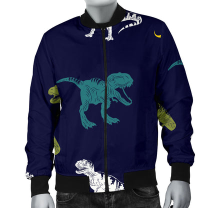 T Rex Pattern Print Design A07 Men Bomber Jacket