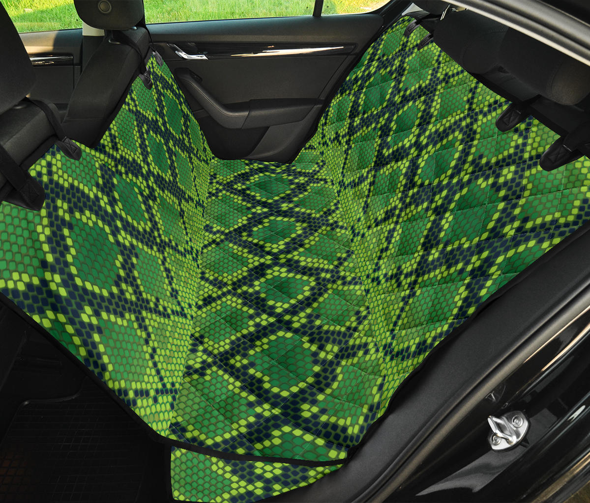 Python Green Pattern Print Design A01 Rear Dog Car Seat Cover Hammock