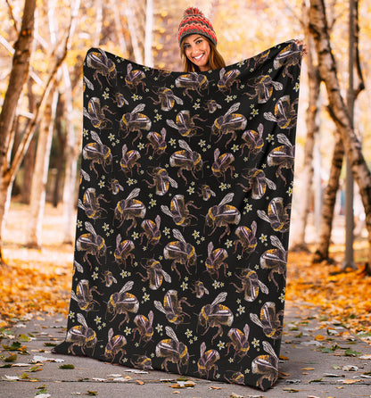 Bee Pattern Print Design 04 Premium Blanket