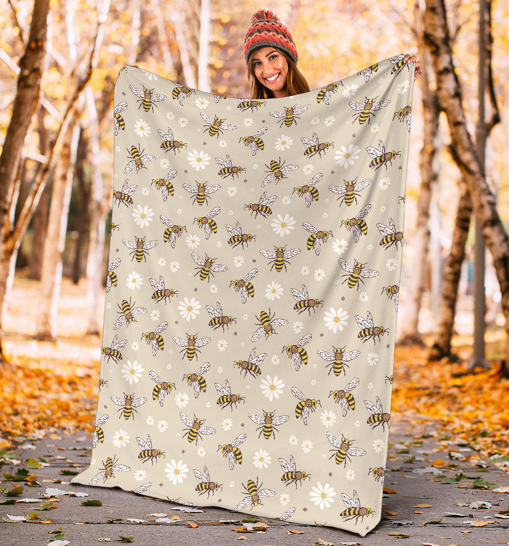 Bee Pattern Print Design 03 Premium Blanket