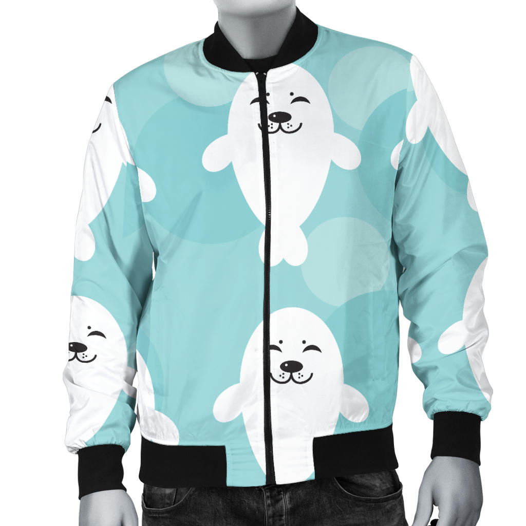 Sea Lion Baby Pattern Print Design 01 Men Bomber Jacket