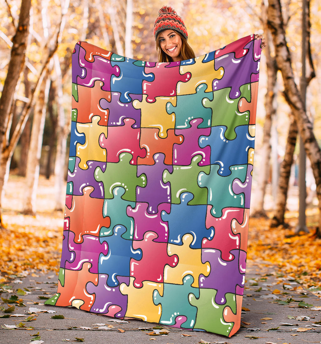 Puzzle Pattern Print Design A05 Premium Blanket