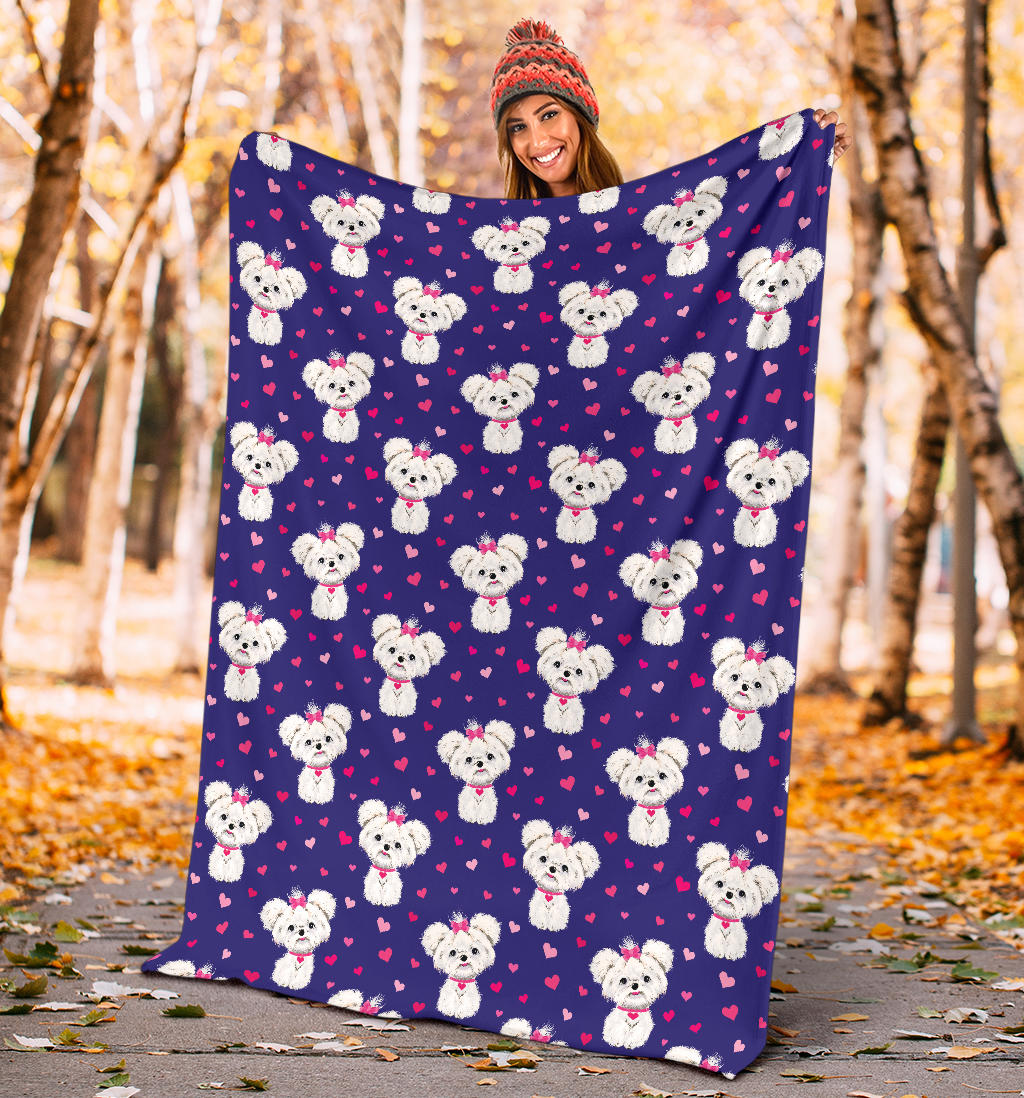 Maltese Pattern Print Design 02 Premium Blanket