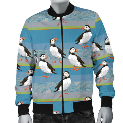 Puffin Pattern Print Design A01 Men Bomber Jacket