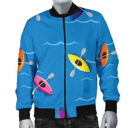 Kayak Pattern Print Design 03 Men Bomber Jacket