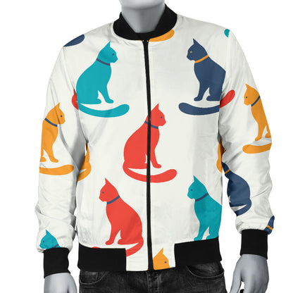 Cat Pattern Print Design 03 Men Bomber Jacket