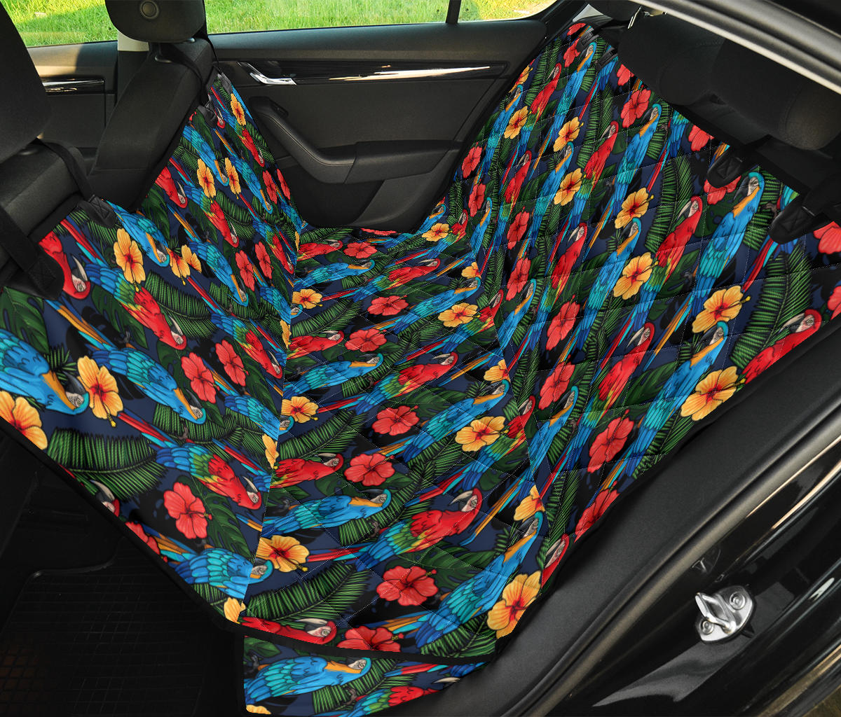 Parrot Pattern Print Design A01 Rear Dog Car Seat Cover Hammock