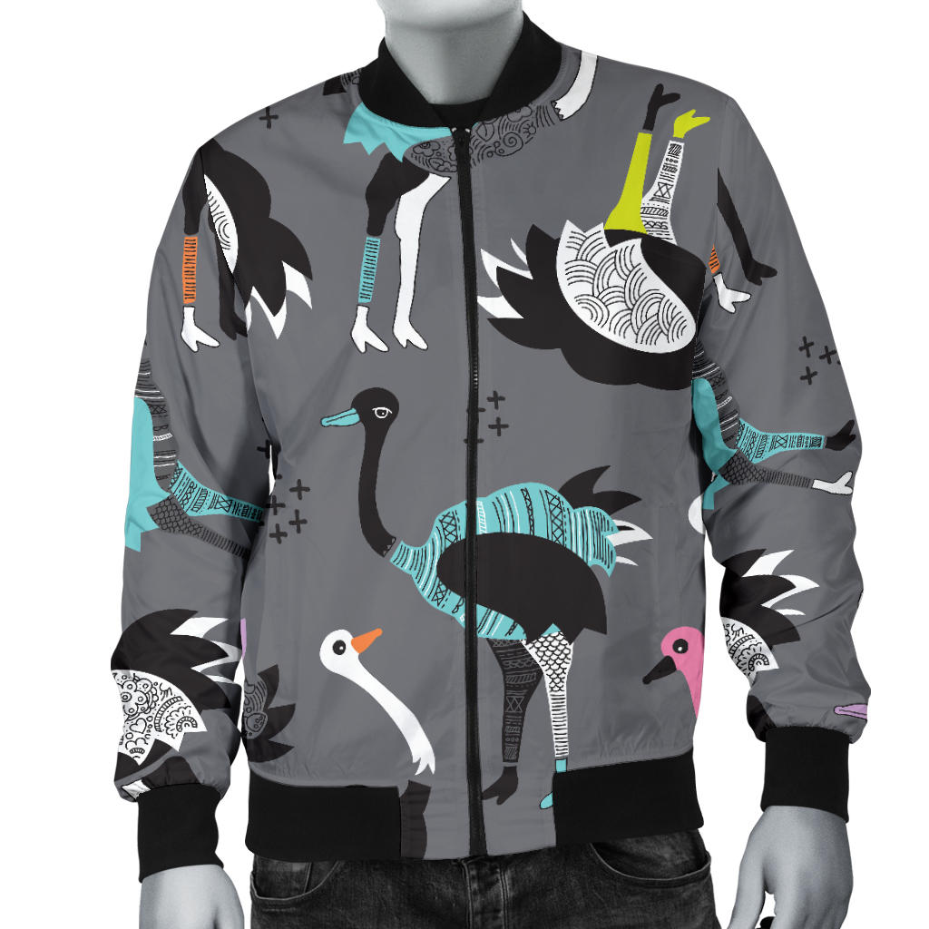 Ostrich Pattern Print Design 01 Men Bomber Jacket