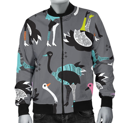 Ostrich Pattern Print Design 01 Men Bomber Jacket