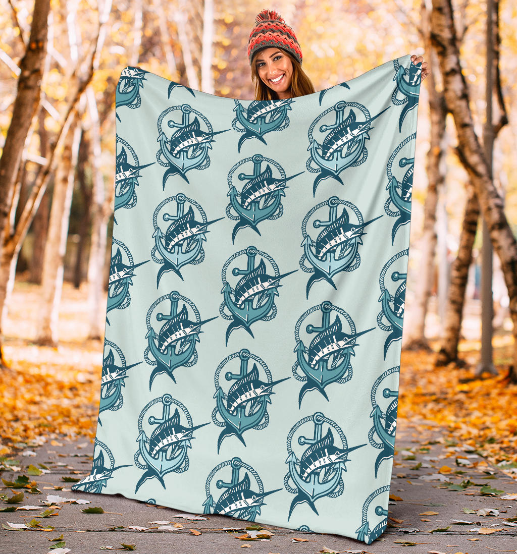 Swordfish Pattern Print Design 03 Premium Blanket