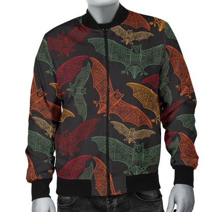 Bat Tribal Pattern Print Design 03 Men Bomber Jacket