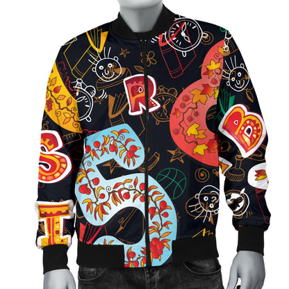 Number Pattern Print Design A03 Men Bomber Jacket