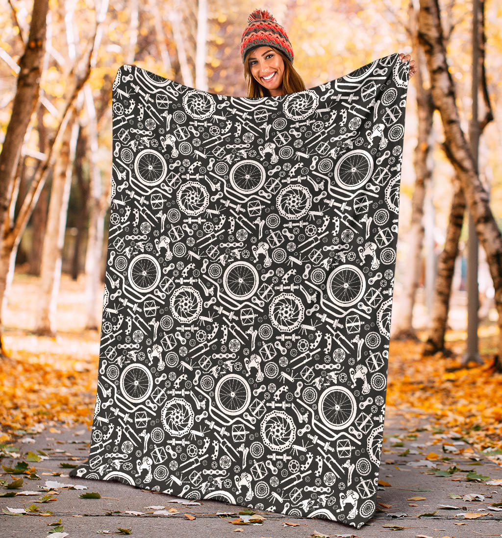Bicycle Tools Pattern Print Design 02 Premium Blanket