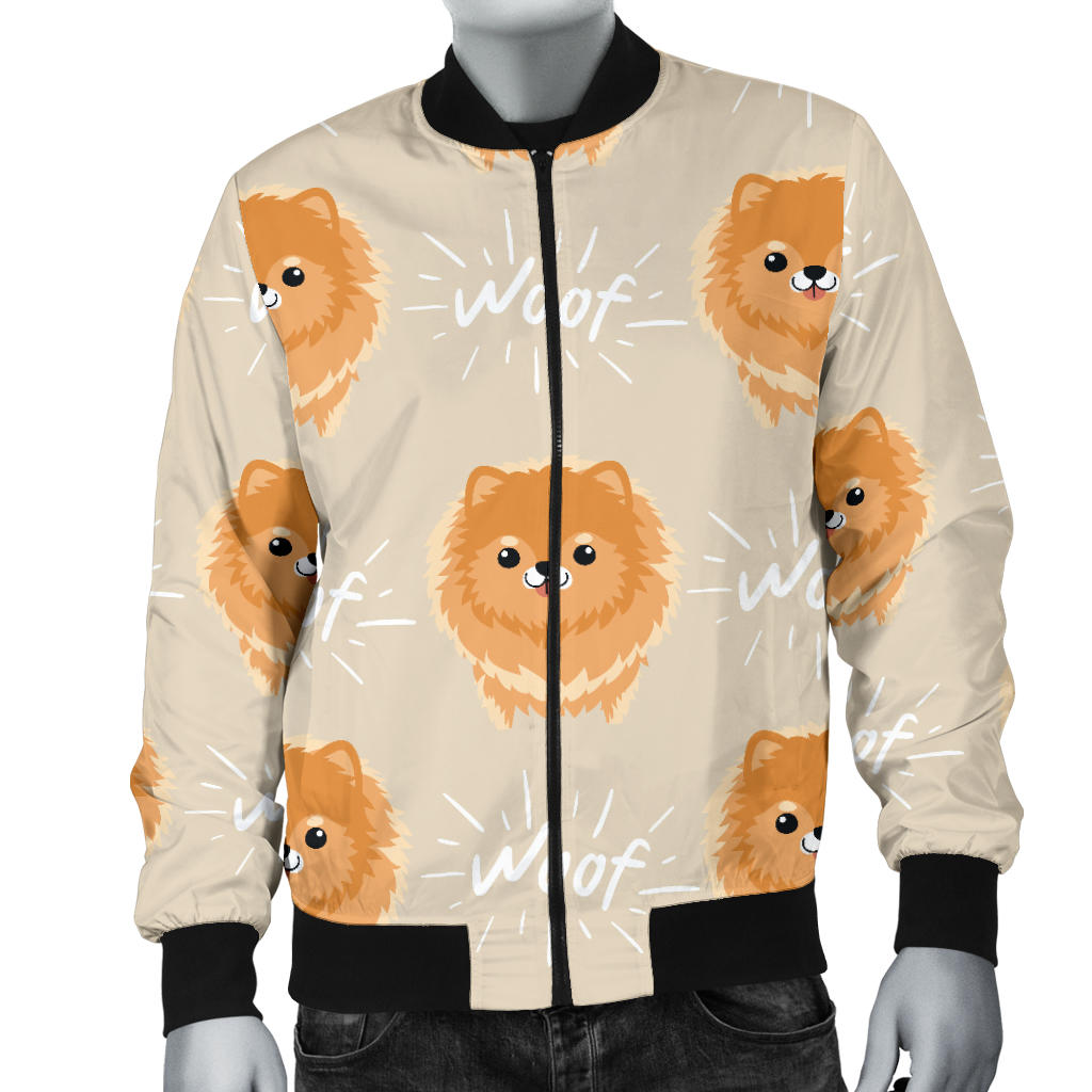 Pomeranians Pattern Print Design A04 Men Bomber Jacket