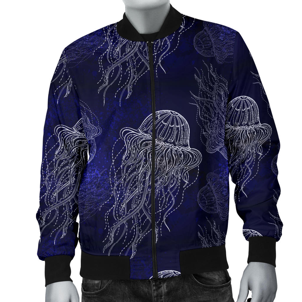 Jellyfish Pattern Print Design 02 Men Bomber Jacket