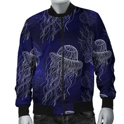 Jellyfish Pattern Print Design 02 Men Bomber Jacket