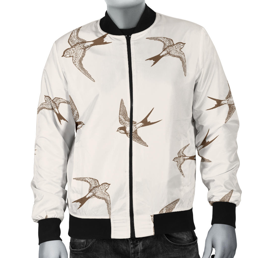 Swallow Bird Pattern Print Design 01 Men Bomber Jacket