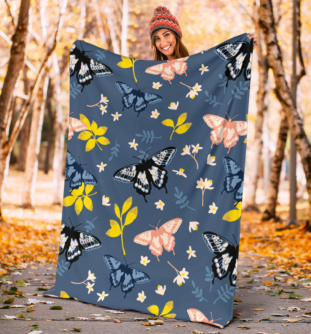 Monarch Butterfly Pattern Print Design 02 Premium Blanket