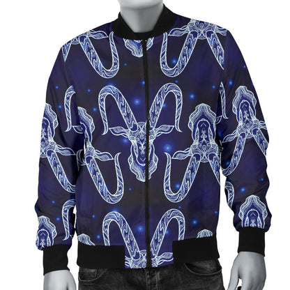 Capricorn Zodiac Pattern Print Design 03 Men Bomber Jacket