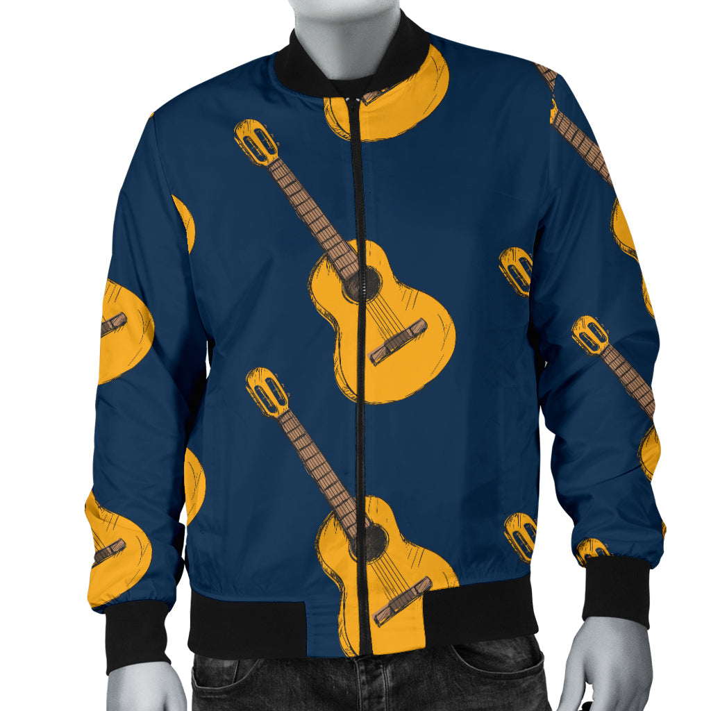 Acoustic Guitar Pattern Print Design 04 Men Bomber Jacket