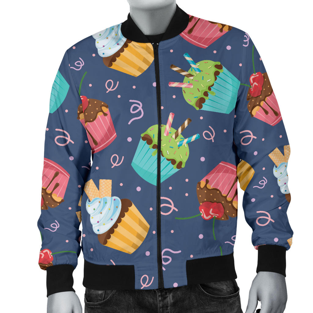 Cupcake Pattern Print Design 02 Men Bomber Jacket