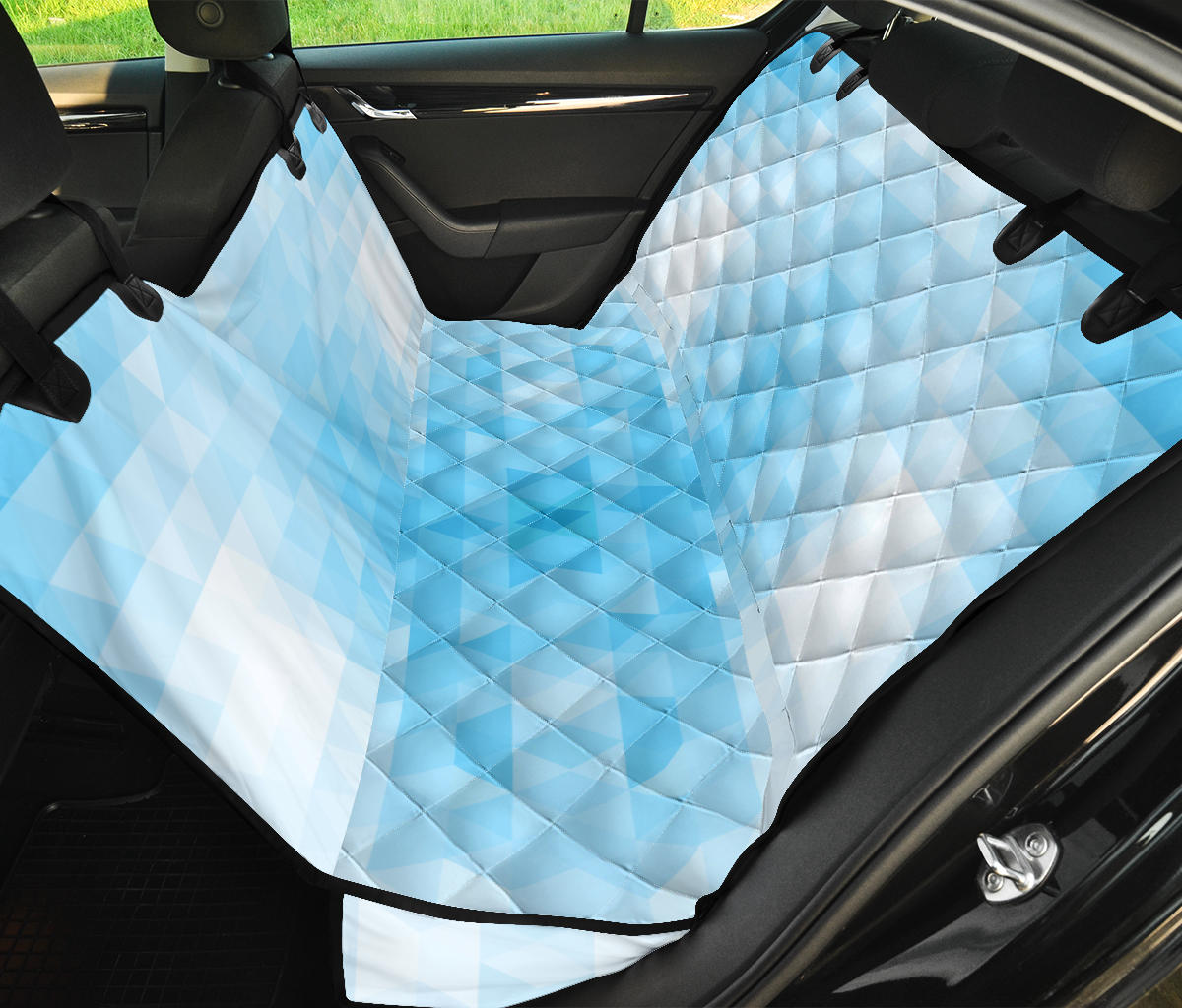 Geometric Blue Pattern Print Design 01 Rear Dog Car Seat Cover Hammock
