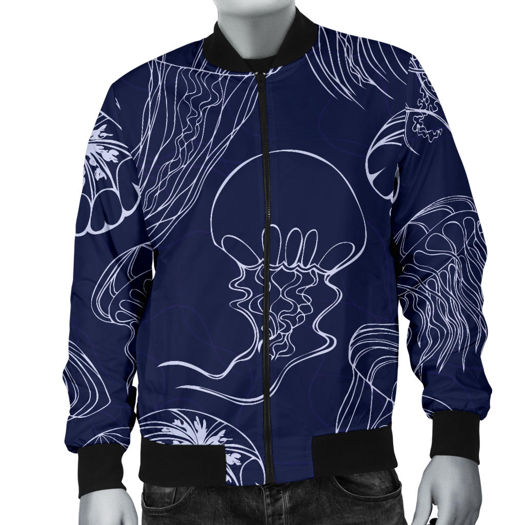 Jellyfish Pattern Print Design 05 Men Bomber Jacket