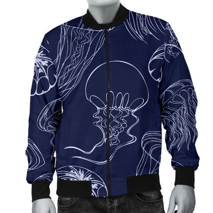 Jellyfish Pattern Print Design 05 Men Bomber Jacket
