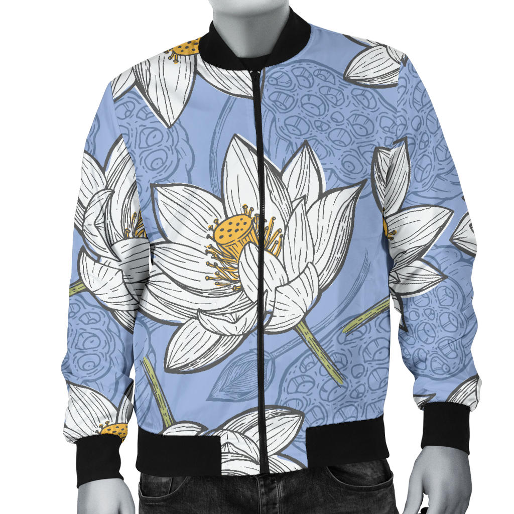 Lotus Pattern Print Design 04 Men Bomber Jacket