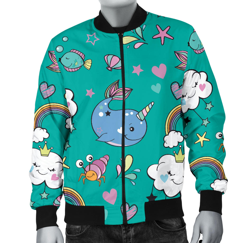 Narwhal Pattern Print Design 04 Men Bomber Jacket