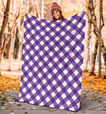 Gingham Purple Pattern Print Design 03 Premium Blanket