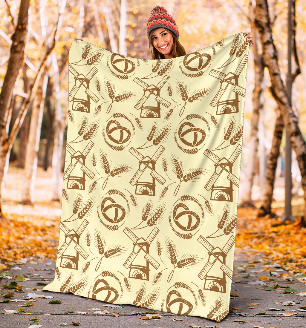 Agricultural Windmills Print Design 03 Premium Blanket
