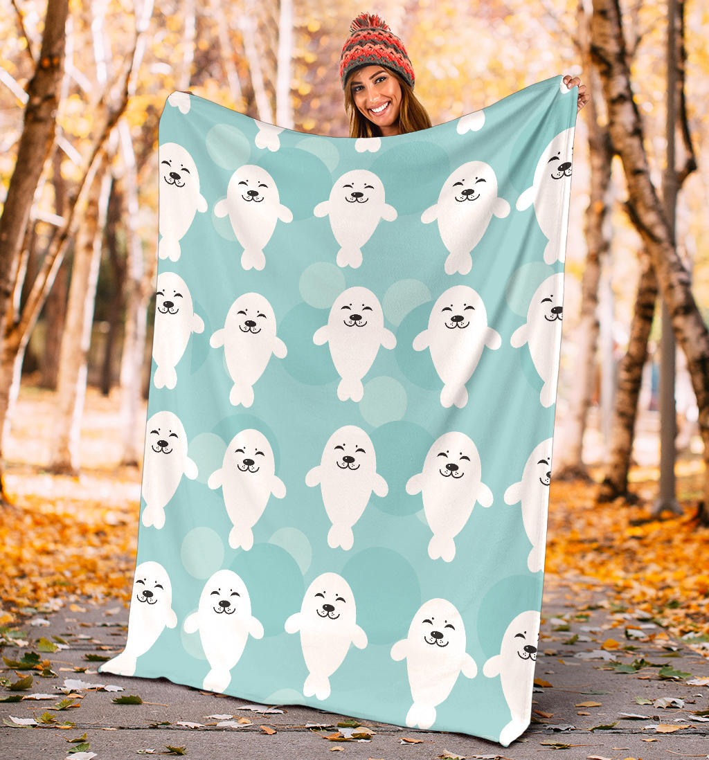 Sea Lion Baby Pattern Print Design 01 Premium Blanket