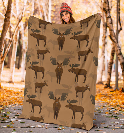 Moose Pattern Print Design 03 Premium Blanket