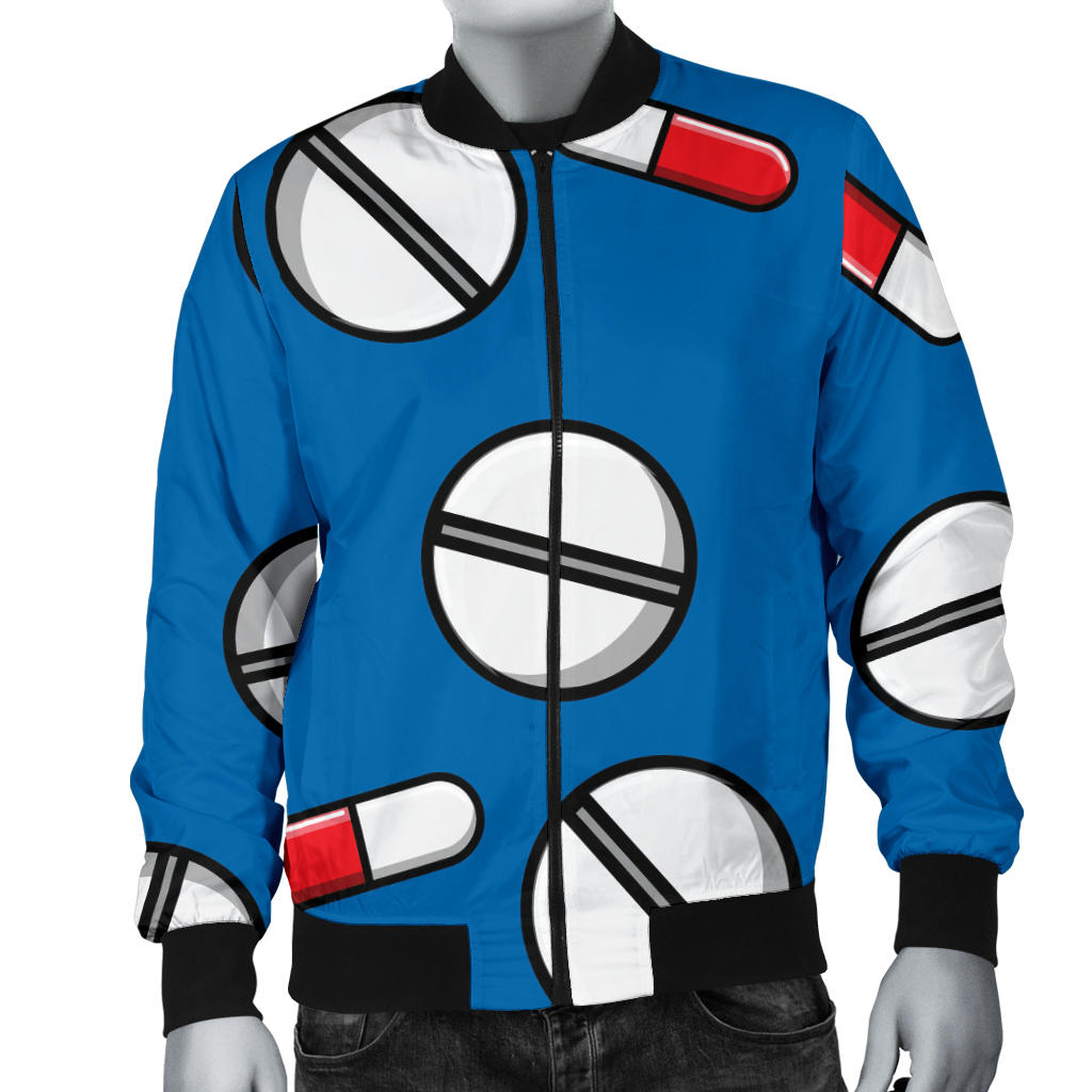 Pill Pattern Print Design A05 Men Bomber Jacket