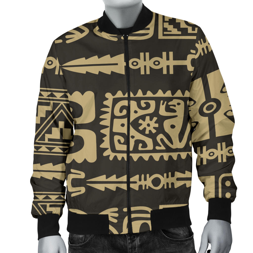Mayan Pattern Print Design 03 Men Bomber Jacket