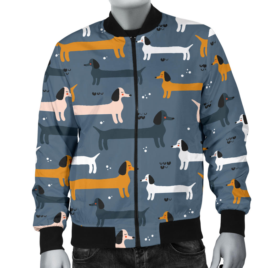 Dachshund Pattern Print Design 012 Men Bomber Jacket
