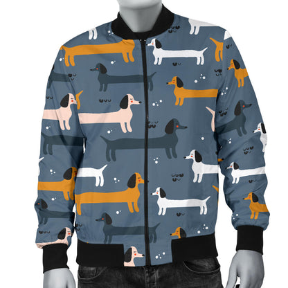 Dachshund Pattern Print Design 012 Men Bomber Jacket