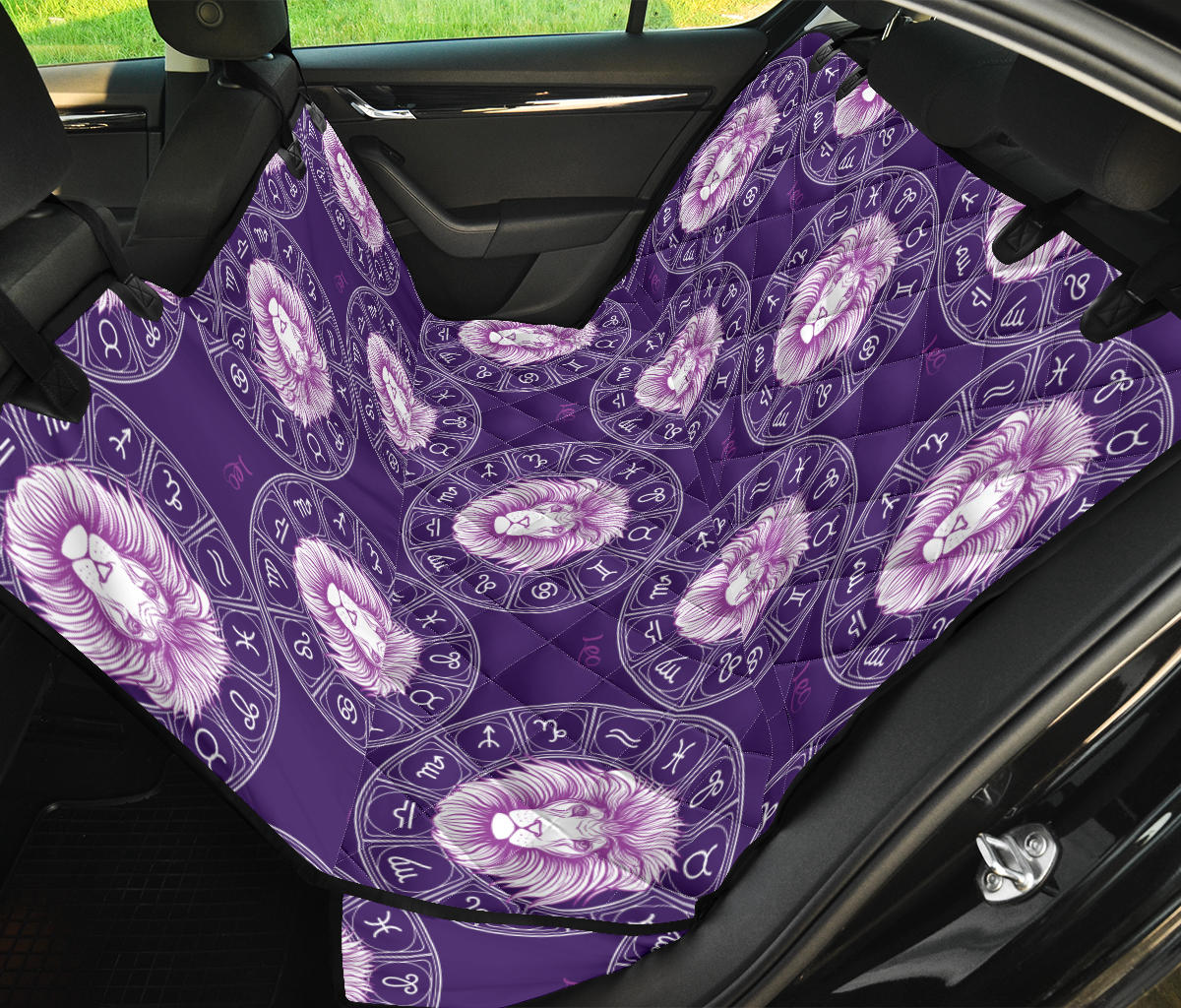 Leo Pattern Print Design 04 Rear Dog Car Seat Cover Hammock