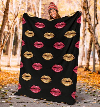 Lip Pattern Print Design 03 Premium Blanket