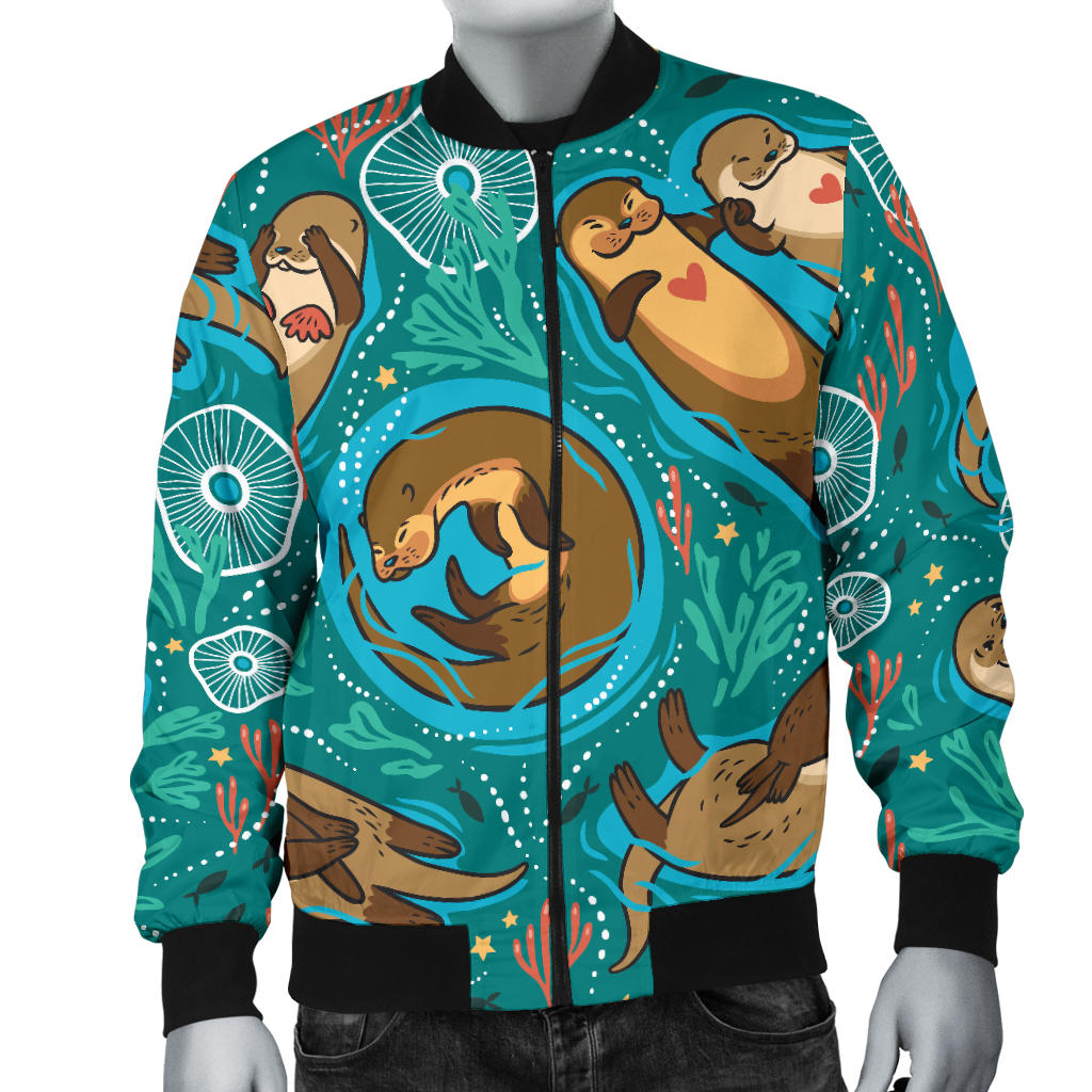Sea Otter Pattern Print Design 01 Men Bomber Jacket
