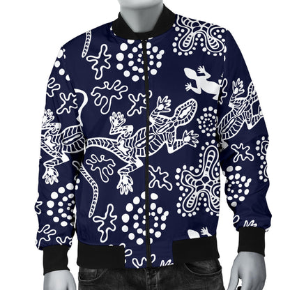 lizard Pattern Print Design 03 Men Bomber Jacket