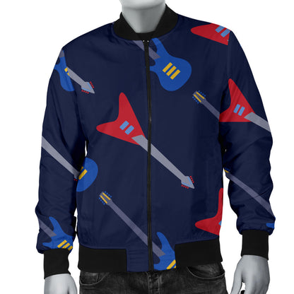 Electric Guitar Pattern Print Design 01 Men Bomber Jacket