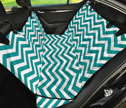 Chevron Teal Pattern Print Design 02 Rear Dog Car Seat Cover Hammock