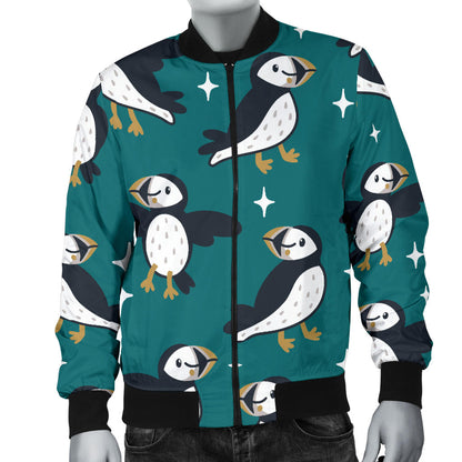 Puffin Pattern Print Design A05 Men Bomber Jacket