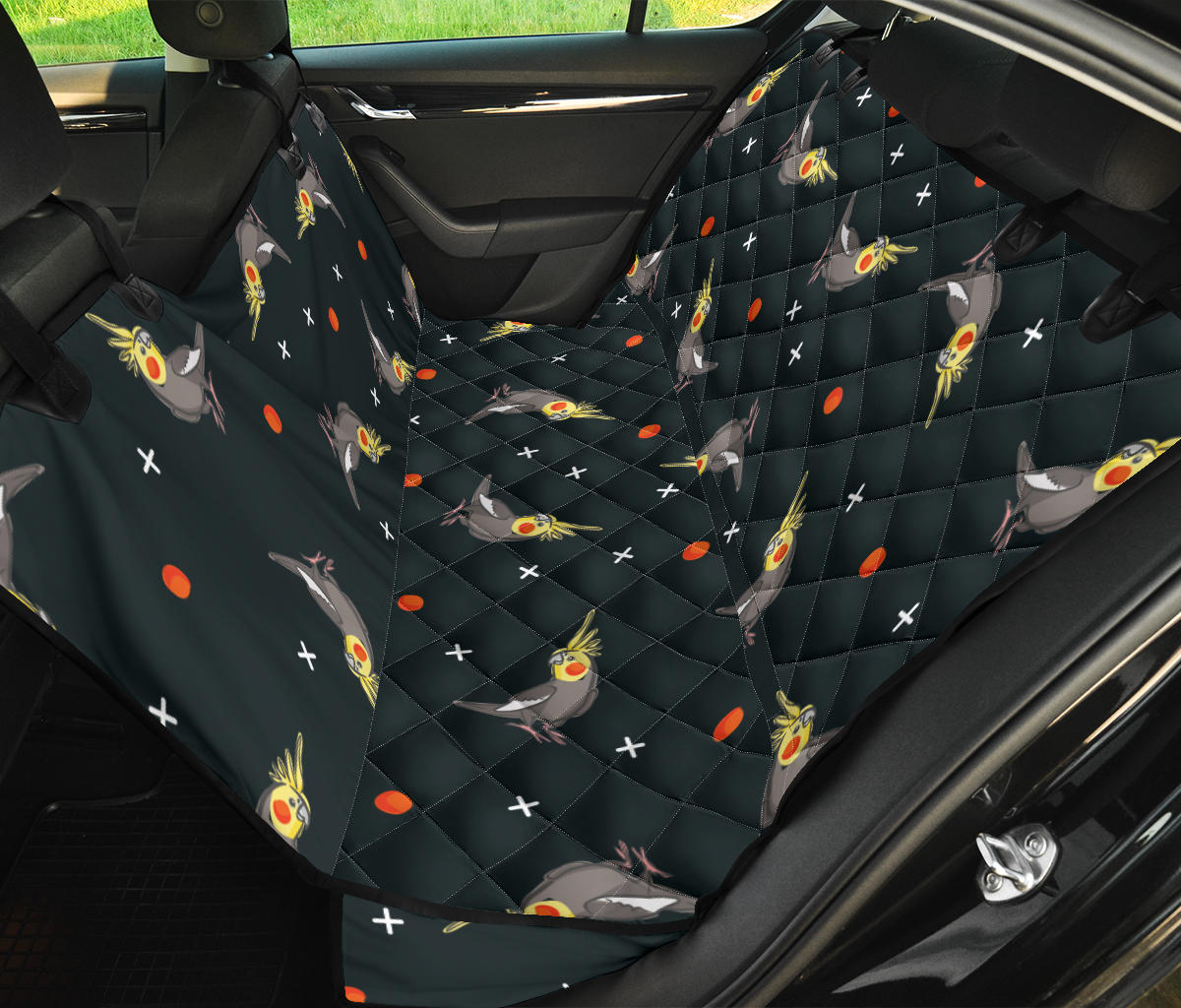 Cockatiel Pattern Print Design 02 Rear Dog Car Seat Cover Hammock
